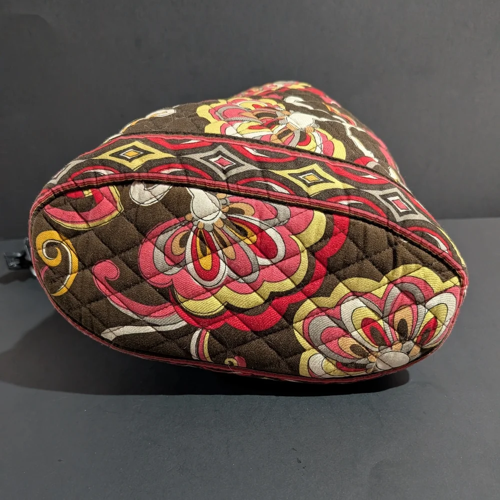 Vera Bradley Puccini Brown Red Flower Shoulder Bag Purse Tote Retired - Picture 6 of 15